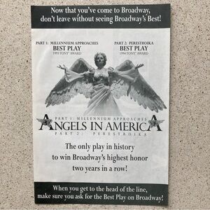 Two Sided Paper Flyer Angels in America / Millennium Approache Perestroika 9”X6”